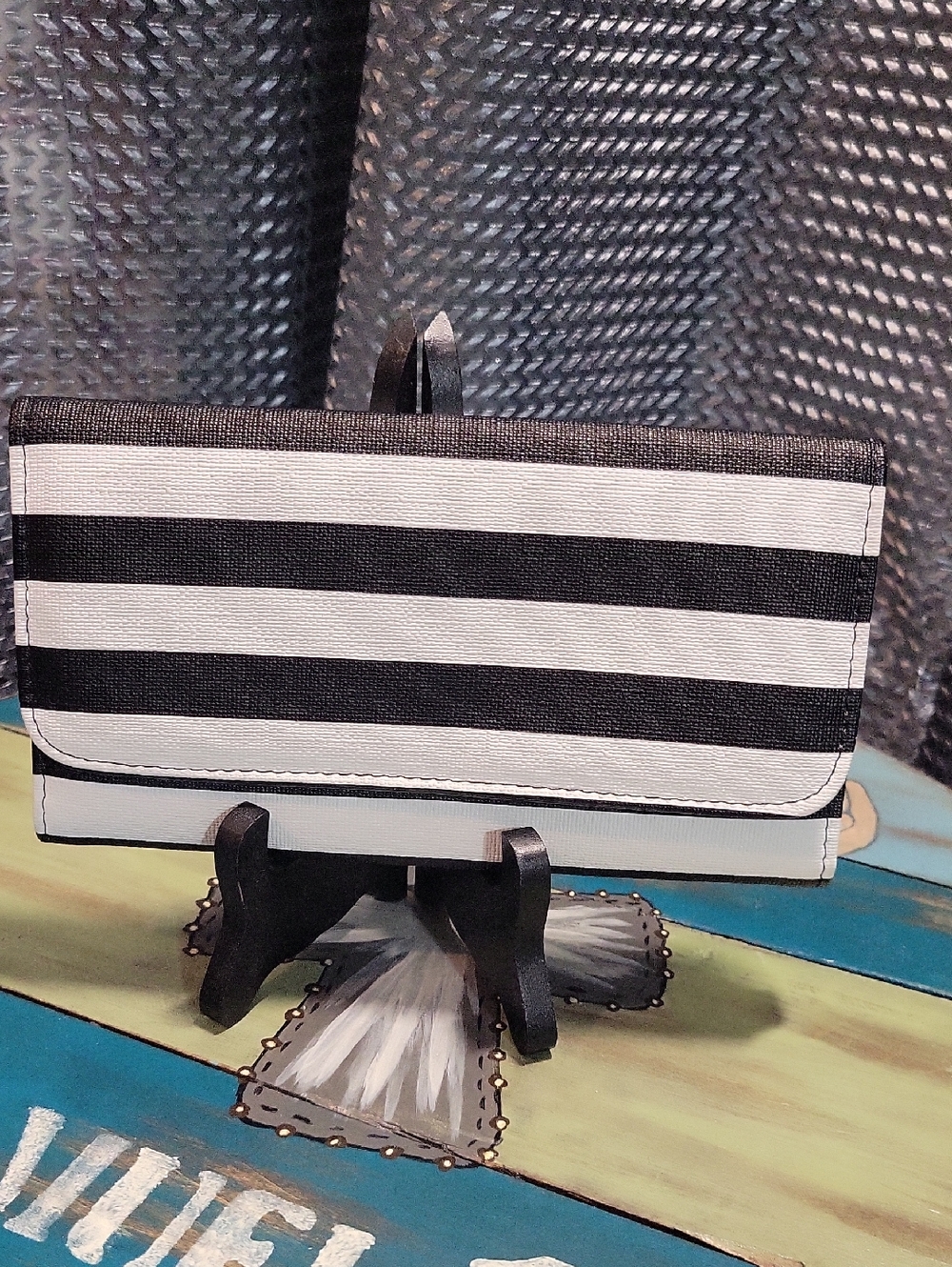 Kut from the Kloth Black and White Striped Wallet Clutch